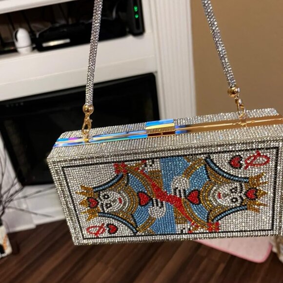 Neiman Marcus Minaudière Queen of Hearts Purse - Picture 1 of 6